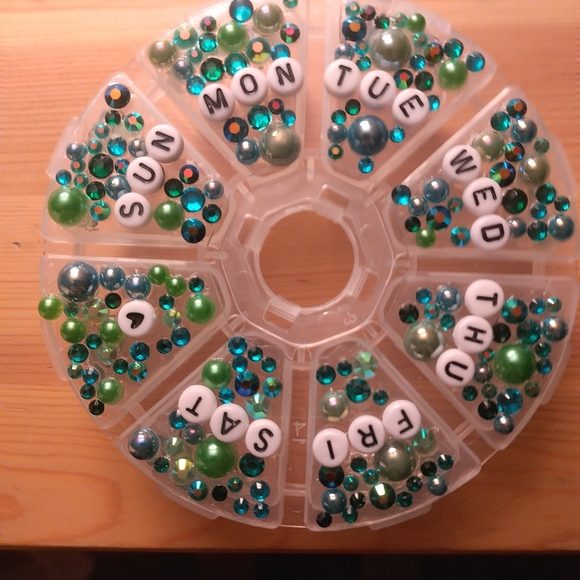 Other - Blinged Out Green Weekly Pill Organizer